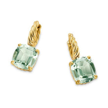 Load image into Gallery viewer, Marbella Drop Earrings in 18K Yellow Gold with Prasiolite, 25mm