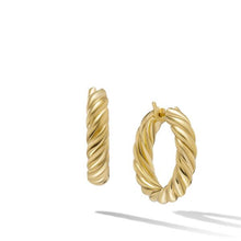 Load image into Gallery viewer, Sculpted Cable Hoop Earrings in 18K Yellow Gold