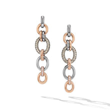 Load image into Gallery viewer, DY Mercer Linked Melange Drop Earrings in Sterling Silver with 18K Rose Gold and Pave Cognac Diamonds