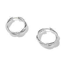 Load image into Gallery viewer, Petite Infinity Hoop Earrings in Sterling Silver with Pave Diamonds