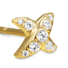 Load image into Gallery viewer, Crossover X Stud Earrings in 18K Yellow Gold with Diamonds, 6mm