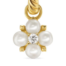 Load image into Gallery viewer, Petite Modern Renaissance Pearl Drop Earrings in 18K Yellow Gold with Diamonds, 18mm