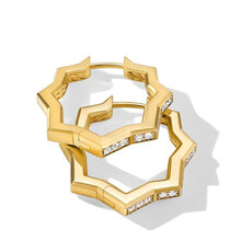 Load image into Gallery viewer, Zig Zag Stax Hoop Earrings in 18K Yellow Gold with Diamonds, 22.8mm