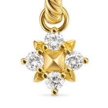 Load image into Gallery viewer, Petite Modern Renaissance Pyramid Drop Earrings in 18K Yellow Gold with Diamonds, 18.8mm