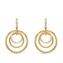 Load image into Gallery viewer, Crossover Trio Drop Earrings in 18K Yellow Gold with Diamonds, 35mm
