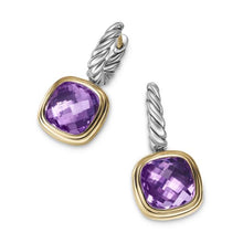 Load image into Gallery viewer, Albion Drop Earrings in Sterling Silver with 18K Yellow Gold and Amethyst, 10mm