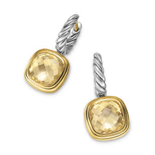 Load image into Gallery viewer, Albion Drop Earrings in Sterling Silver with 18K Yellow Gold and Champagne Citrine, 10mm