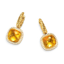 Load image into Gallery viewer, Albion Drop Earrings in 18K Yellow Gold with Citrine and Diamonds, 10mm