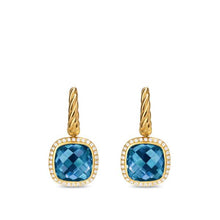 Load image into Gallery viewer, Albion Drop Earrings in 18K Yellow Gold with Hampton Blue Topaz and Diamonds, 10mm