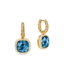 Load image into Gallery viewer, Albion Drop Earrings in 18K Yellow Gold with Hampton Blue Topaz and Diamonds, 10mm