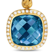 Load image into Gallery viewer, Albion Drop Earrings in 18K Yellow Gold with Hampton Blue Topaz and Diamonds, 10mm