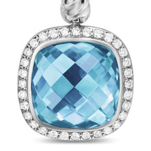 Load image into Gallery viewer, Albion Drop Earrings in Sterling Silver with Blue Topaz and Diamonds, 10mm