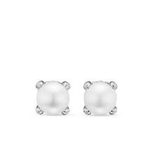 Load image into Gallery viewer, Pearl Classics Stud Earrings in Sterling Silver and Diamonds, 6.6mm