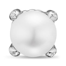 Load image into Gallery viewer, Pearl Classics Stud Earrings in Sterling Silver and Diamonds, 6.6mm
