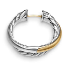 Load image into Gallery viewer, Crossover Hoop Earrings in Sterling Silver with 14K Yellow Gold, 22.4mm
