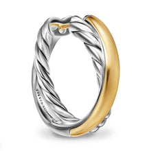Load image into Gallery viewer, Crossover Hoop Earrings in Sterling Silver with 14K Yellow Gold, 22.4mm
