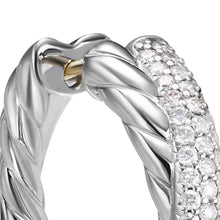 Load image into Gallery viewer, Crossover Hoop Earrings in Sterling Silver with Diamonds, 22.4mm