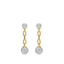 Load image into Gallery viewer, DY Madison Pave Bead Drop Earrings in 18K Yellow Gold with Diamonds, 33mm
