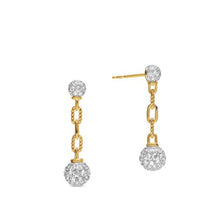 Load image into Gallery viewer, DY Madison Pave Bead Drop Earrings in 18K Yellow Gold with Diamonds, 33mm