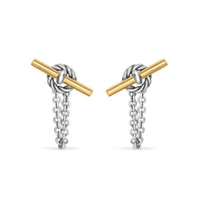 Load image into Gallery viewer, DY Mercer Petite Toggle Chain Stud Earrings in Sterling Silver with 18K Yellow Gold, 38.2mm