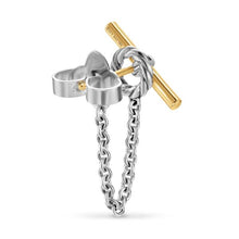 Load image into Gallery viewer, DY Mercer Petite Toggle Chain Stud Earrings in Sterling Silver with 18K Yellow Gold, 38.2mm