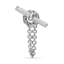 Load image into Gallery viewer, DY Mercer Petite Toggle Chain Stud Earrings in Sterling Silver with Diamonds, 38.2mm
