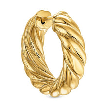 Load image into Gallery viewer, Sculpted Cable Hoop Earrings in 18K Yellow Gold, 18.6mm
