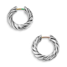 Load image into Gallery viewer, Sculpted Cable Hoop Earrings in Sterling Silver, 18.6mm
