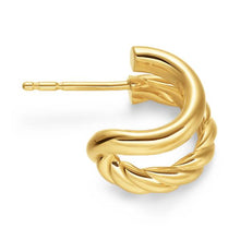 Load image into Gallery viewer, DY Mercer Double Hoop Huggie Earrings in 18K Yellow Gold, 13.5mm