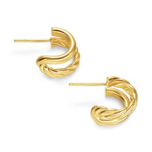 Load image into Gallery viewer, DY Mercer Double Hoop Huggie Earrings in 18K Yellow Gold, 13.5mm