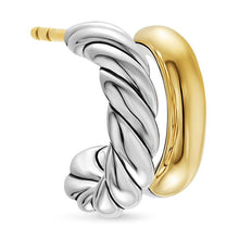 Load image into Gallery viewer, DY Mercer Double Hoop Huggie Earrings in Sterling Silver with 18K Yellow Gold, 13.5mm
