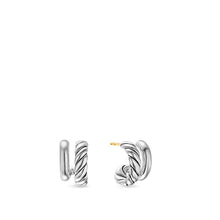 Load image into Gallery viewer, DY Mercer Double Hoop Huggie Earrings in Sterling Silver, 13.5mm
