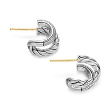 Load image into Gallery viewer, DY Mercer Double Hoop Huggie Earrings in Sterling Silver, 13.5mm