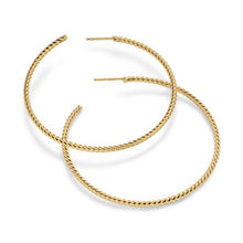 Load image into Gallery viewer, Cable Hoop Earrings in 18K Yellow Gold, 55mm