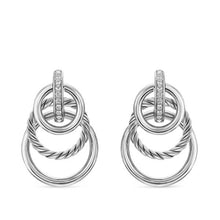 Load image into Gallery viewer, DY Mercer Triple Ring Drop Earrings in Sterling Silver with Diamonds, 35.6mm