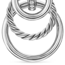 Load image into Gallery viewer, DY Mercer Triple Ring Drop Earrings in Sterling Silver with Diamonds, 35.6mm