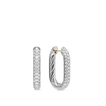Load image into Gallery viewer, DY Madison Smooth Hoop Earrings in Sterling Silver with Diamonds, 24.3mm