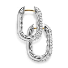Load image into Gallery viewer, DY Madison Smooth Hoop Earrings in Sterling Silver with Diamonds, 24.3mm