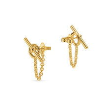 Load image into Gallery viewer, DY Mercer Bold Toggle Chain Stud Earrings in 18K Yellow Gold, 50.4mm