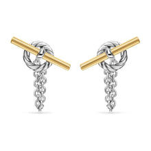 Load image into Gallery viewer, DY Mercer Bold Toggle Chain Stud Earrings in Sterling Silver with 18K Yellow Gold, 50.4mm