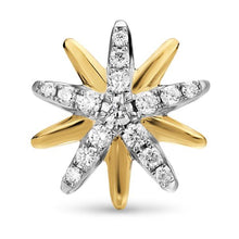 Load image into Gallery viewer, Starburst Stud Earrings in Sterling Silver with 18K Yellow Gold with Diamonds, 10.6mm