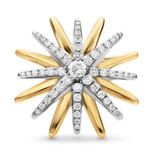 Load image into Gallery viewer, Starburst Stud Earrings in Sterling Silver with 18K Yellow Gold with Diamonds, 19mm