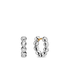 Load image into Gallery viewer, Bezel Set Hoop Earrings in Sterling Silver with Diamonds, 13.4mm