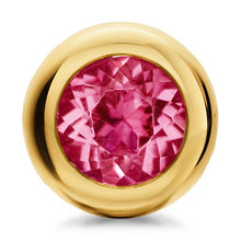 Load image into Gallery viewer, Bezel Set Stud Earrings in 18K Yellow Gold with Pink Tourmalines, 6.6mm