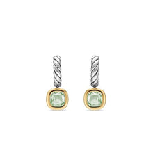 Load image into Gallery viewer, DY Mercer Color Drop Earrings in Sterling Silver with 14K Yellow Gold and Prasiolite, 6mm