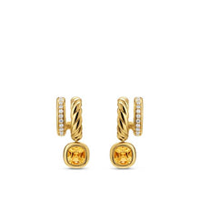 Load image into Gallery viewer, DY Mercera Color Two Row Drop Earrings in 18K Yellow Gold with Citrine and Diamonds, 19.5mm