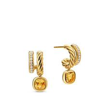 Load image into Gallery viewer, DY Mercera Color Two Row Drop Earrings in 18K Yellow Gold with Citrine and Diamonds, 19.5mm