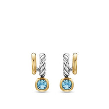 Load image into Gallery viewer, DY Mercer Color Two Row Drop Earrings in Sterling Silver with 18K Yellow Gold and Sky Blue Topaz, 19.5mm