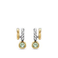 Load image into Gallery viewer, DY Mercer Color Two Row Drop Earrings in Sterling Silver with 18K Yellow Gold and Prasiolite, 19.5mm