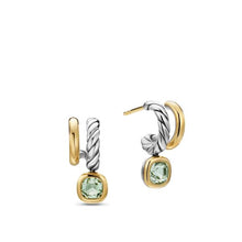 Load image into Gallery viewer, DY Mercer Color Two Row Drop Earrings in Sterling Silver with 18K Yellow Gold and Prasiolite, 19.5mm